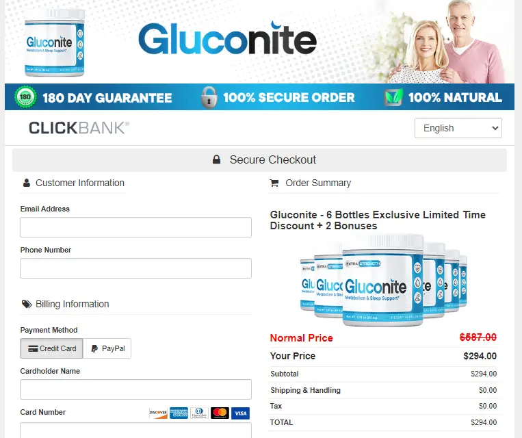 Gluconite™ Checkout Page